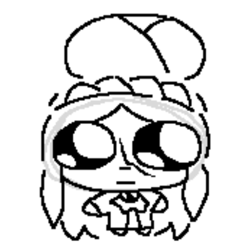 an image of Nebetka, my OC, with big wide sparkly eyes and a small body.